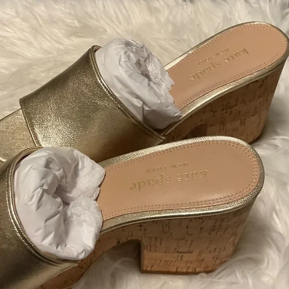 Kate Spade Gold Ibiza Women's Platform Sandals - Picture 3 of 7